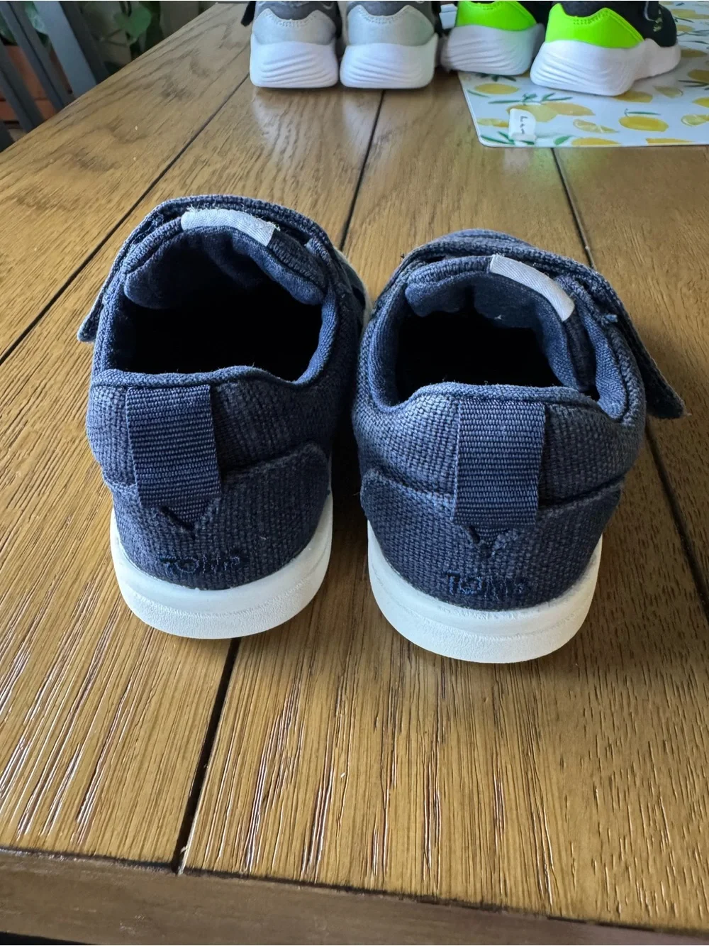 Toms Navy Cruz Double Strap Velcro Toddler Sneaker